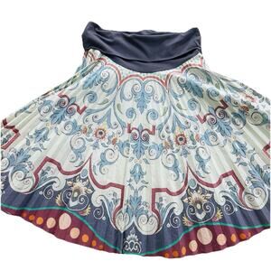 Y2K Scarf Print Pleated Skirt Roll Over Waistband Size M Morrissey Y?